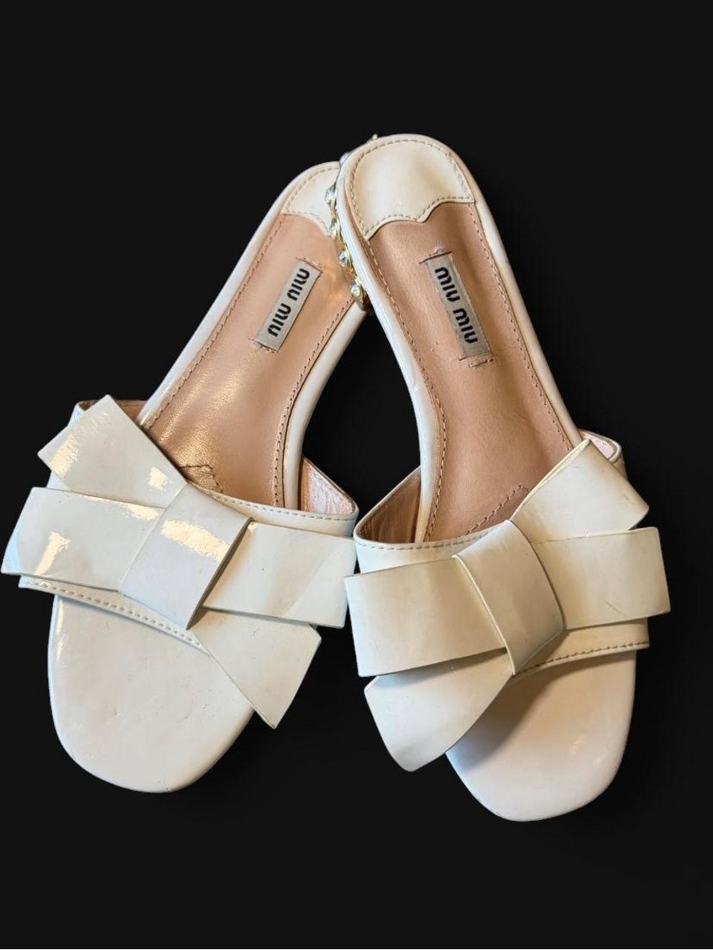 Miu Miu Crystal Heel Bow Mules